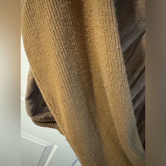 80’s Leather Knit Bomber Jacket Stranger Things Made in Korea Preppy Streetwear - Picture 3 of 11